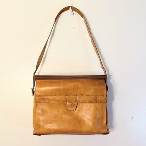 Rare vintage Hartmann Tan Leather Luggage Tote Satchel Shoulder Carry On Bag
